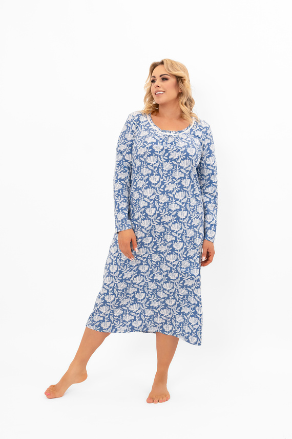 Damen Nachthemd Boma - Langarm, Baumwolle Italian Fashion