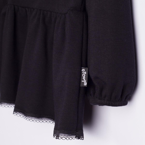 Mädchenbluse Nicol 163706 100% Baumwolle Schwarz mit Volant und Spitze