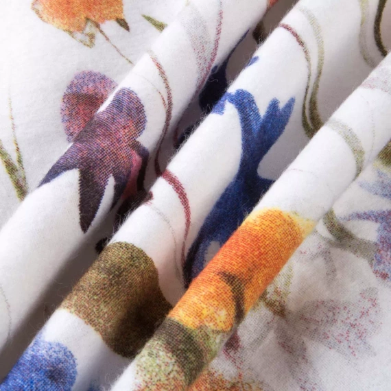 31512/1 Flannelette Darymex-Flanellbettwäsche, weiß, bunte Blumen – Set, 100 % Baumwolle, warm und weich