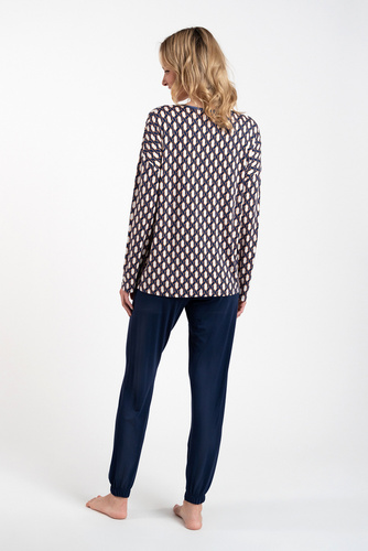 Milda Damen Schlafanzug lange Ärmel, lange Hose Italienische Mode