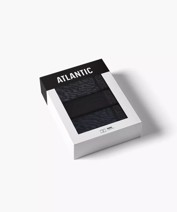 Atlantic 3MH-239 A3 Herrenboxershorts 3er-Pack Baumwolle Graphit Schwarz Indigo