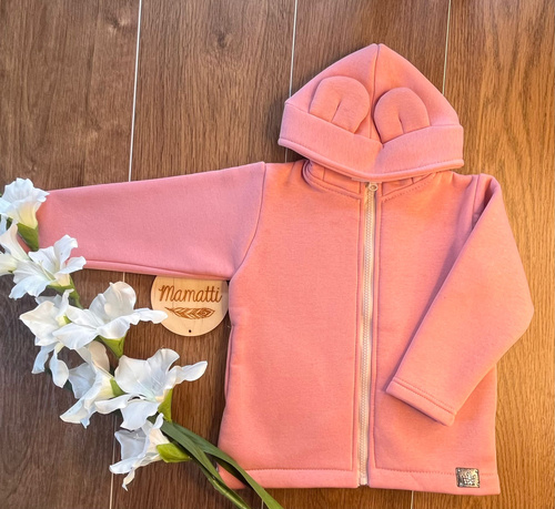 Rosa Sweatshirt mit Reißverschluss für Mädchen BH100 Mamatti – bequemes Sweatshirt für Mädchen mit Kapuze