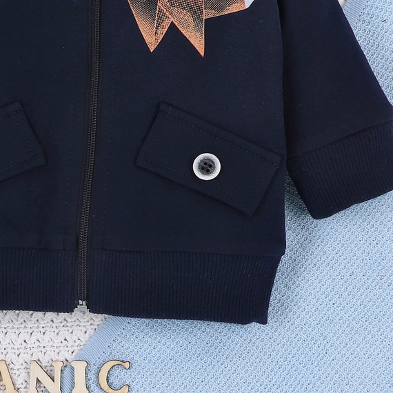 ABN-5395 Lustiges Origami-Sweatshirt mit Reißverschluss aus Bio-Baumwolle, Nini, Marineblau