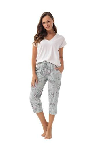 337 Luna Damenpyjama – Weiß Grün