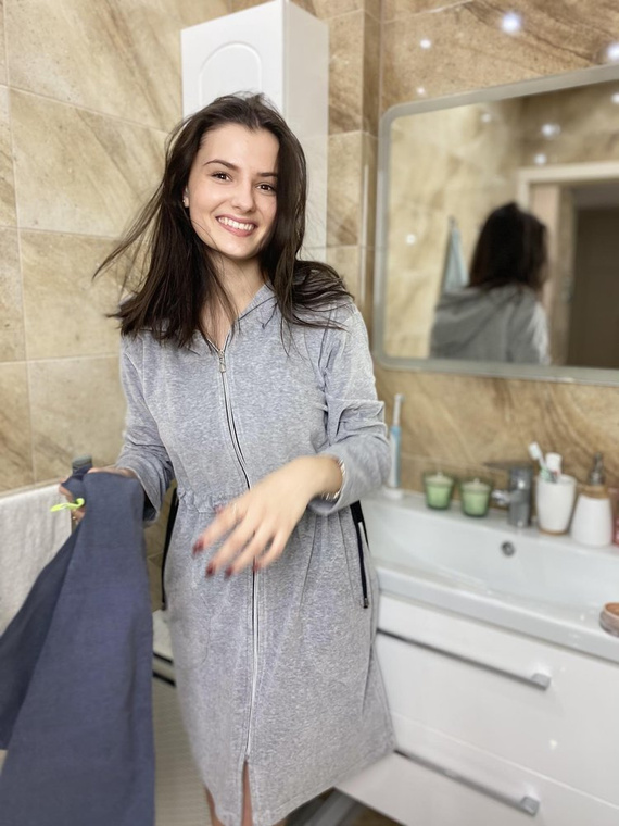 498 Macarena II Kurzer Morgenmantel für Damen Forex - hell melange