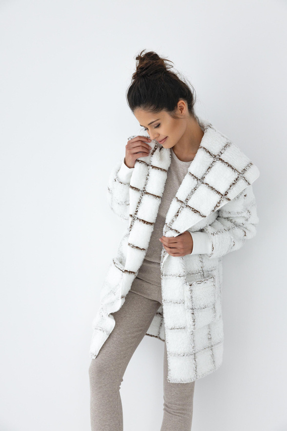 Sensis Delphine Cardigan – weiß-kariert