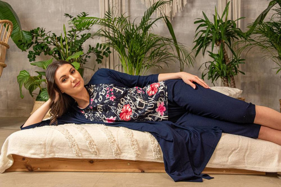 676 Soled Ladies' Pyjamas Forex - marineblau