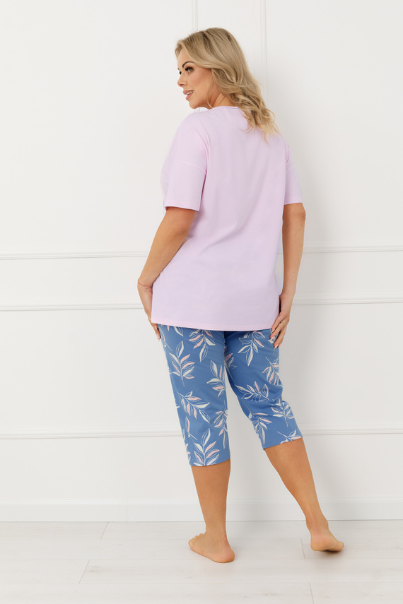 Damen Pyjama ERULA Italian Fashion Baumwolle Kurzarm Hose 3/4 Plus Size