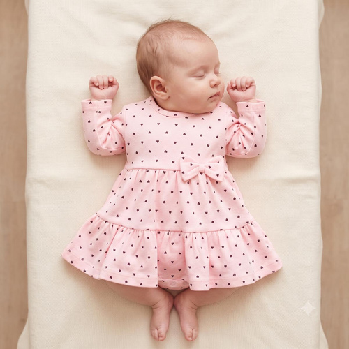 Kleid-Body Nicol Tosia 225160 100% Baumwolle Rosa mit Herzen und Rüschen