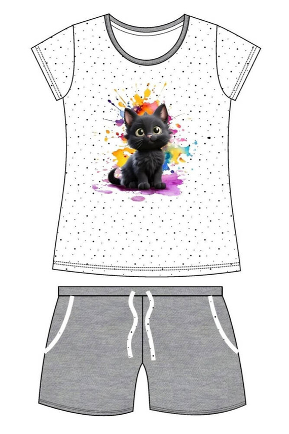 245/109 246/109 Black Cat Cornette Mädchenpyjama weiß