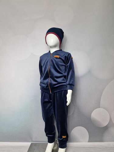 Handgefertigter marineblauer Kinder-Trainingsanzug von Bambarillo