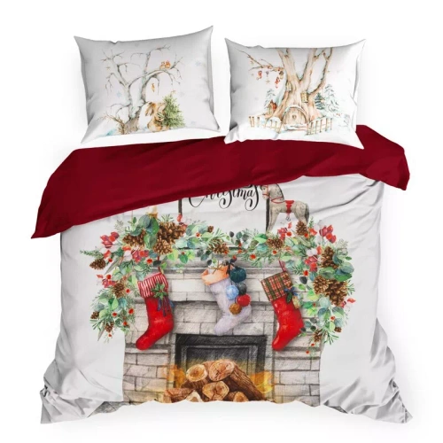Weihnachtsbettwäsche Elsa Eurofirany beige 100% Baumwolle mit Reißverschluss
