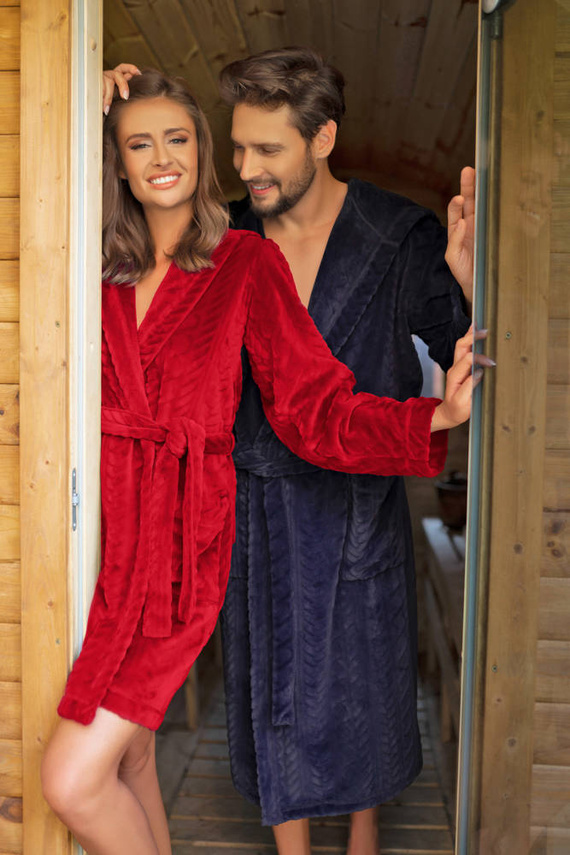 Zala Damen-Fleece-Bademantel Italian Fashion - rot 