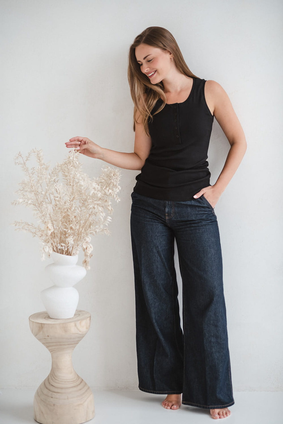 Tummy Umstands- und Still-T-Shirt – gerippt, mit Trägern Milk&Love schwarz