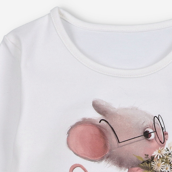 KAR-3008 Mädchen-Langarmbluse Lagarto Verde ecru – modisch, Baumwolle, polnische Produktion