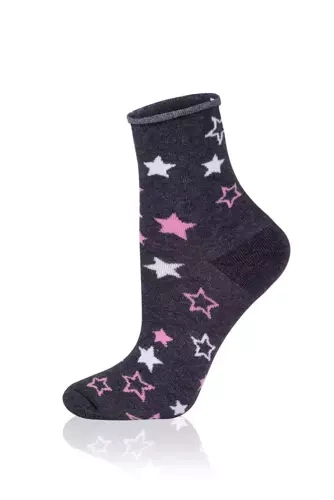 S143D Antilia Lange Socken Italienische Mode - dunkel melange/weiß/rosa