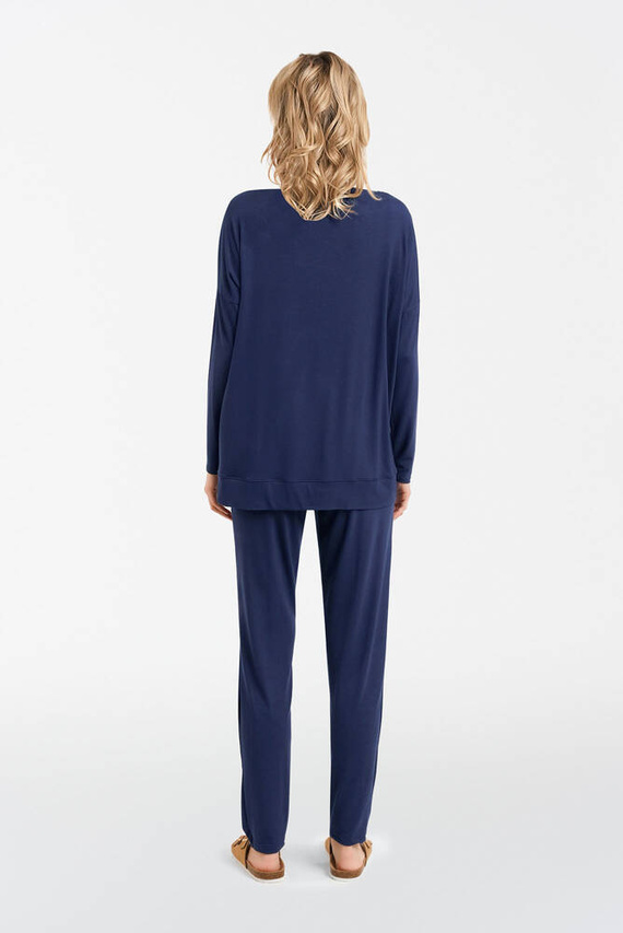 Akord Damen Langarmset, lange Hose Italienische Mode - navy blau