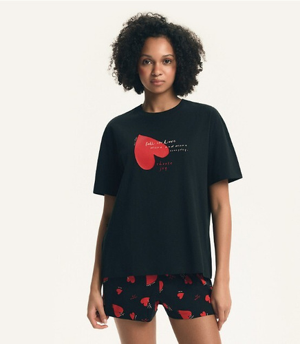 Damenpyjama Elain 44497 Henderson – 100% Baumwolle, Shorts, Herzen