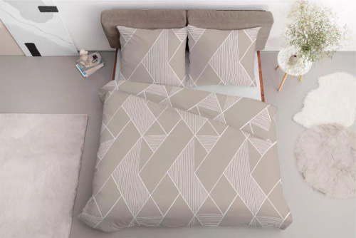 5029 A Detexpol-Geometrie-Mikrofaserbettwäsche, beige