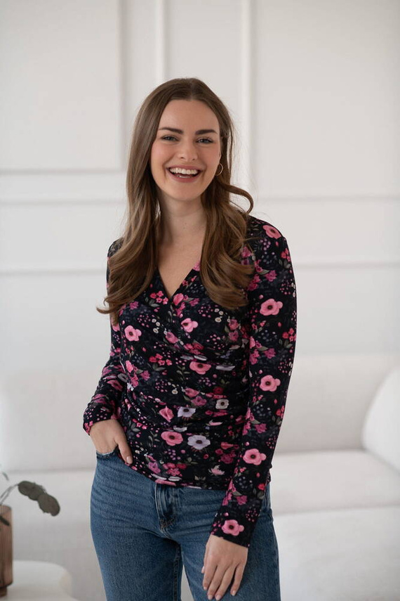 Milk Bar Milk&Love schwarze Still- und Umstandsbluse mit Blumen