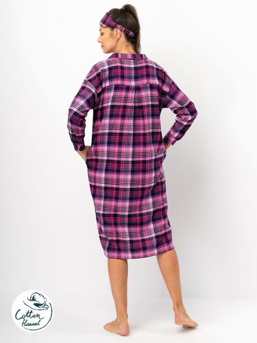 Key LND 490 Damenhemd, Fuchsia – Baumwollflanell, lange Ärmel, Knöpfe