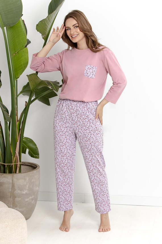 Damen-Pyjama Taro Agnessa 3629 Staubiges Rosa 100% Baumwolle 3/4-Arm