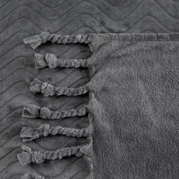 Emma Blanket Tagesdecke mit Fransen, Euro-Vorhänge, Stahl