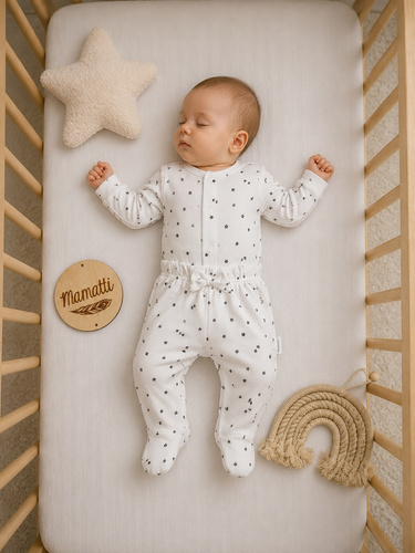 Mamatti Baby-Halbhosen PG16215 Hoher Bund Sterne Weiß