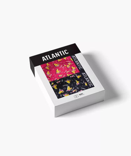 2MHH-007/25 Atlantic Herren-Boxershorts – Marineblau-Rosa