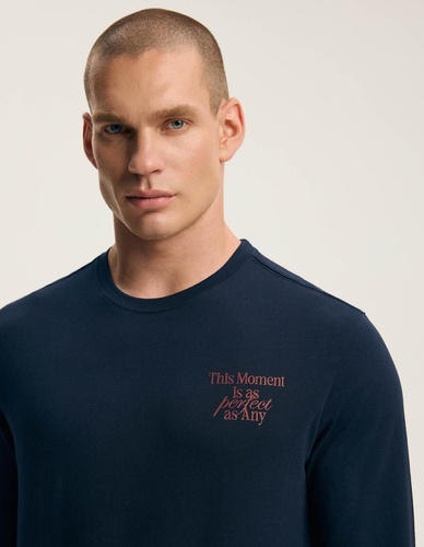 Henderson Herren-Pyjama 45455 Indigo Dunkelblau 100% Baumwolle Flanell