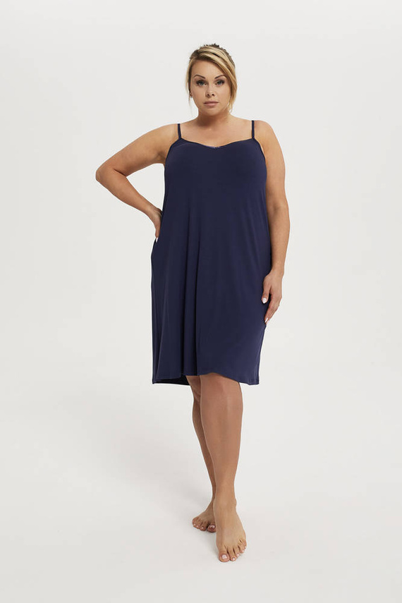 Song Damen Nachthemd, schmaler Träger Italian Fashion - navy blau