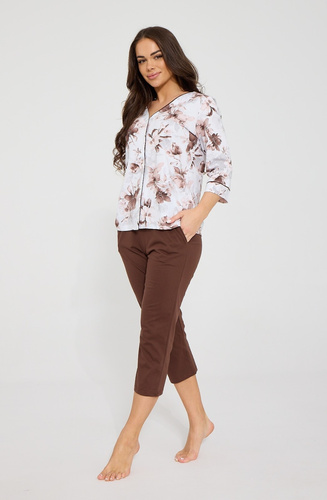 Damen-Pyjama Cornette Simone 162/498 Baumwolle Knöpfe 3/4-Arm 7/8-Hose