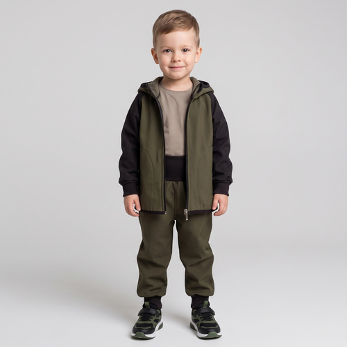 Nicol Hose 229052 Softshell Kinder mit Fleece, hoher Bund, Bündchen – Khaki