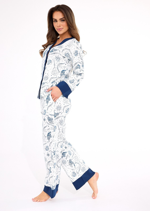 Damenpyjama 514/443 Amber CORNETTE – Baumwolle, lange Ärmel, geknöpft