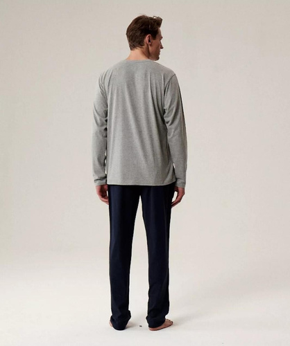 Herrenpyjama NMP-392 Atlantic – Baumwolle, lange Ärmel, stylisches Set für kalte Nächte