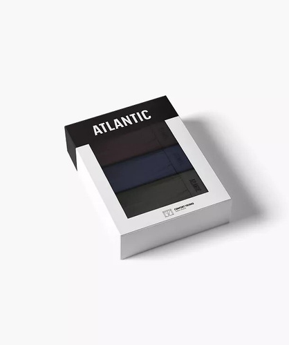 Herrenboxershorts Atlantic 3MH-0177 A3 3er-Pack braun-indigo-khaki – aus Baumwolle, lange Beinlänge