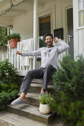 Tikal Herren Langarm, lange Hose Italienische Mode - melange/graphit