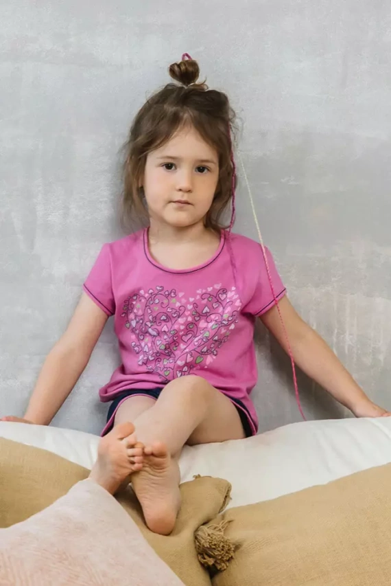 Ontega Mädchen Schlafanzug Italian Fashion - amaranth/ dunkelblau