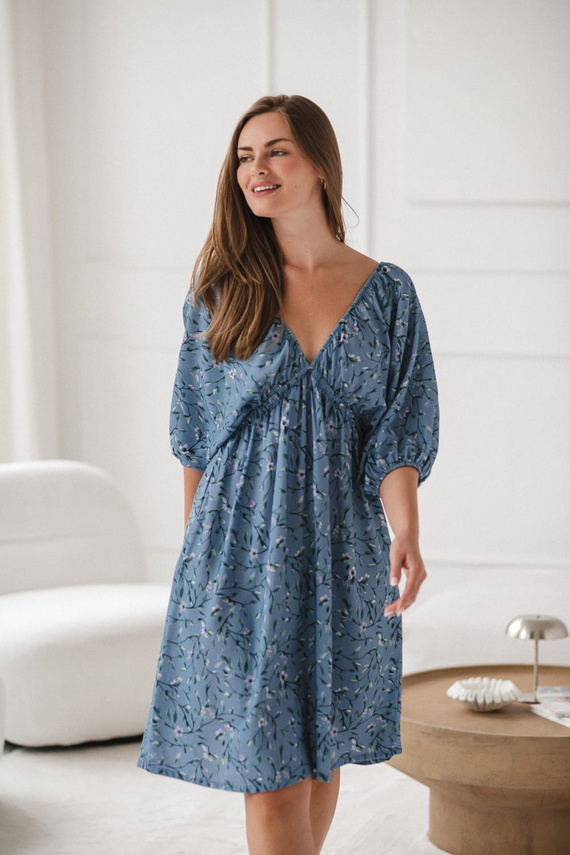 Milk Sun Milk&Love blaues Umstands- und Stillkleid mit Blumen