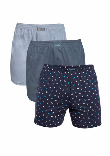 945/07 Cornette Herren-Boxershorts – Baumwolle 3er-Pack, Grau/Marineblau