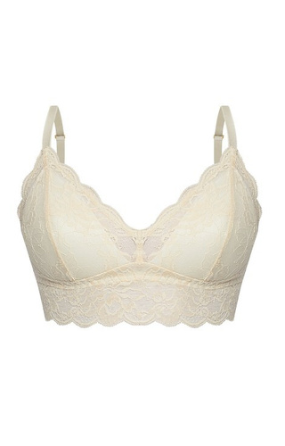 Kaja 02 Mefemi Soft-BH ohne Bügel, Sand – Spitze, weich, bequem, mit dekorativer Schleife