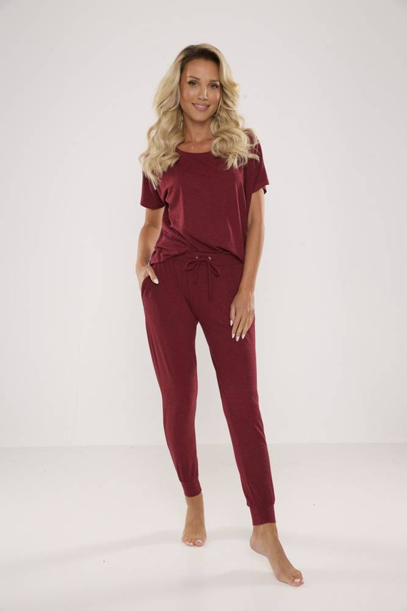 524 Paula Damen Schlafanzug De Lafense - kastanienbraun