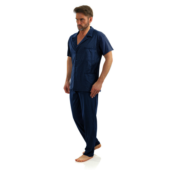 Kurzärmliger Herrenpyjama mit Reißverschluss von Sesto Senso – marineblaue Anker