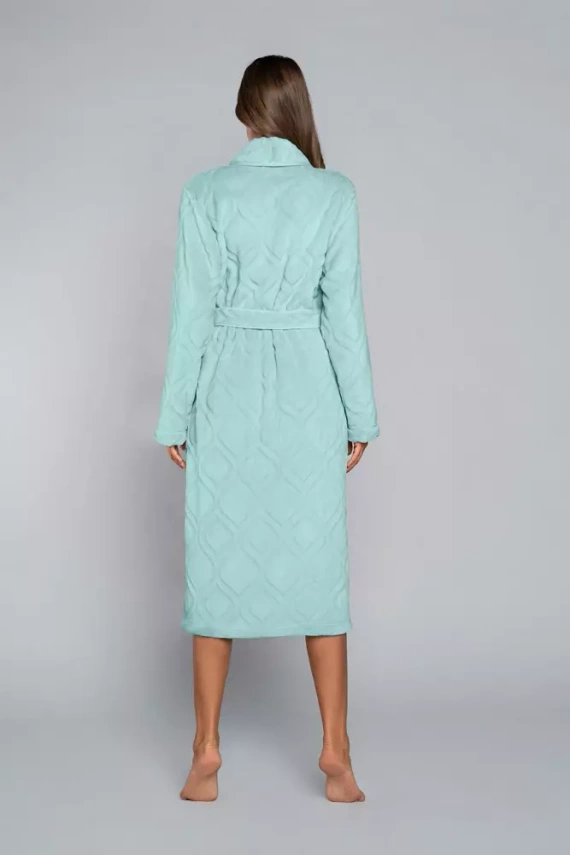 Morena Damen Fleece Morgenmantel Italian Fashion - mint