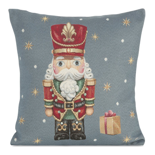 Chp 6081 Weihnachts-Tapisserie-Kissenbezug, Nussknacker, Euro-Vorhänge, Grau