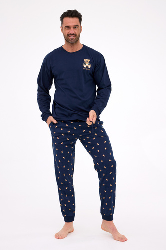 939/300 Big Boss Cornette – Herrenpyjama, Marineblau, Baumwolle, mit Aufdruck