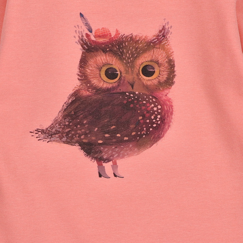 KAR-3001 Lagarto Verde Langarmbluse für Mädchen, lachsrosa – stilvoll, Baumwolle, polnische Produktion