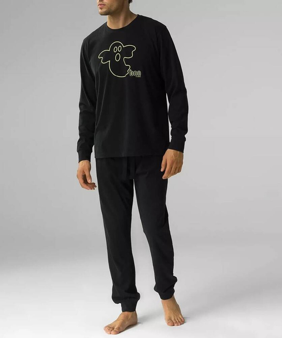 NMP-378 Herren-Langarm-Pyjama, Atlantic-Schwarz
