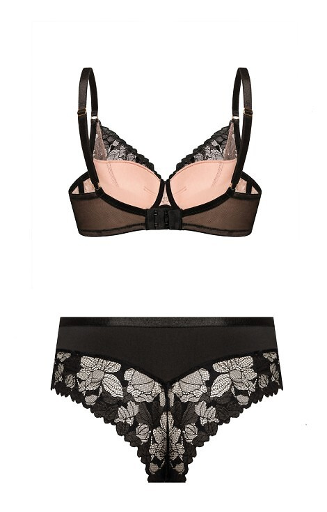 Brasilianischer Slip von Hanna Mefemi – hoch, Spitze, mit beigem Netzstoff