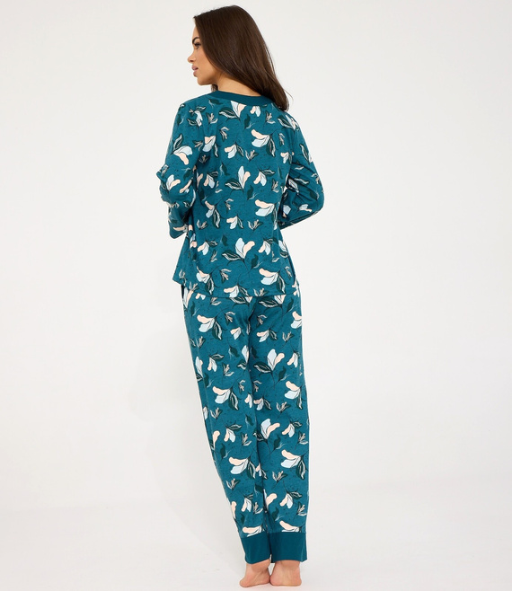 Damen-Pyjama Cornette 514/509 Virginia Blau 100% Baumwolle mit Knöpfen